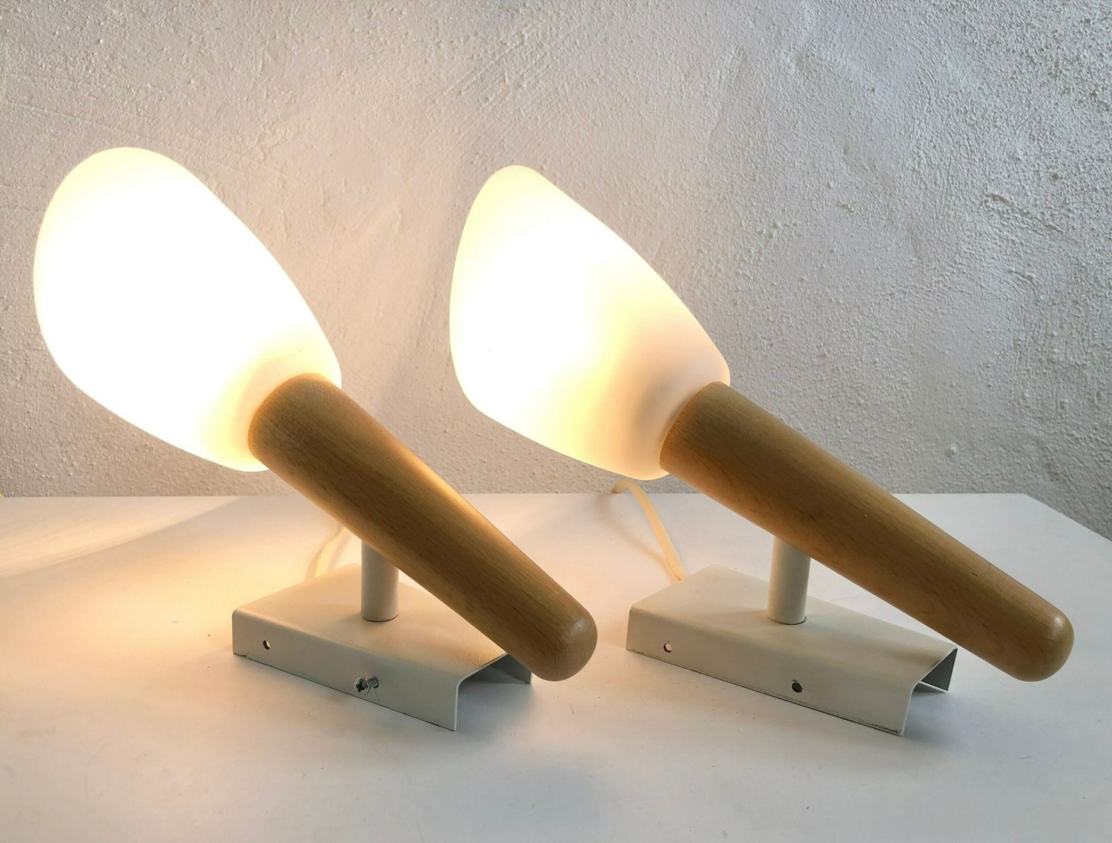Pair Of Vintage Danish Wood And Glass “Fakkel” Wall Lamps   Design From Design Light Denmark photo 221.0