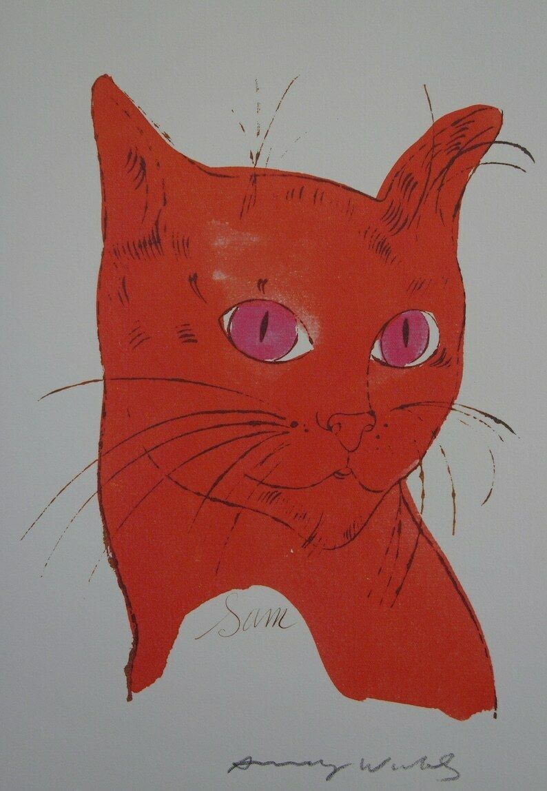Fine Pop Art Limited Edition Print   Illustration   Cat, Andy Warhol, Signed, Numbered & Stamped With Estate Stamp photo 262.0