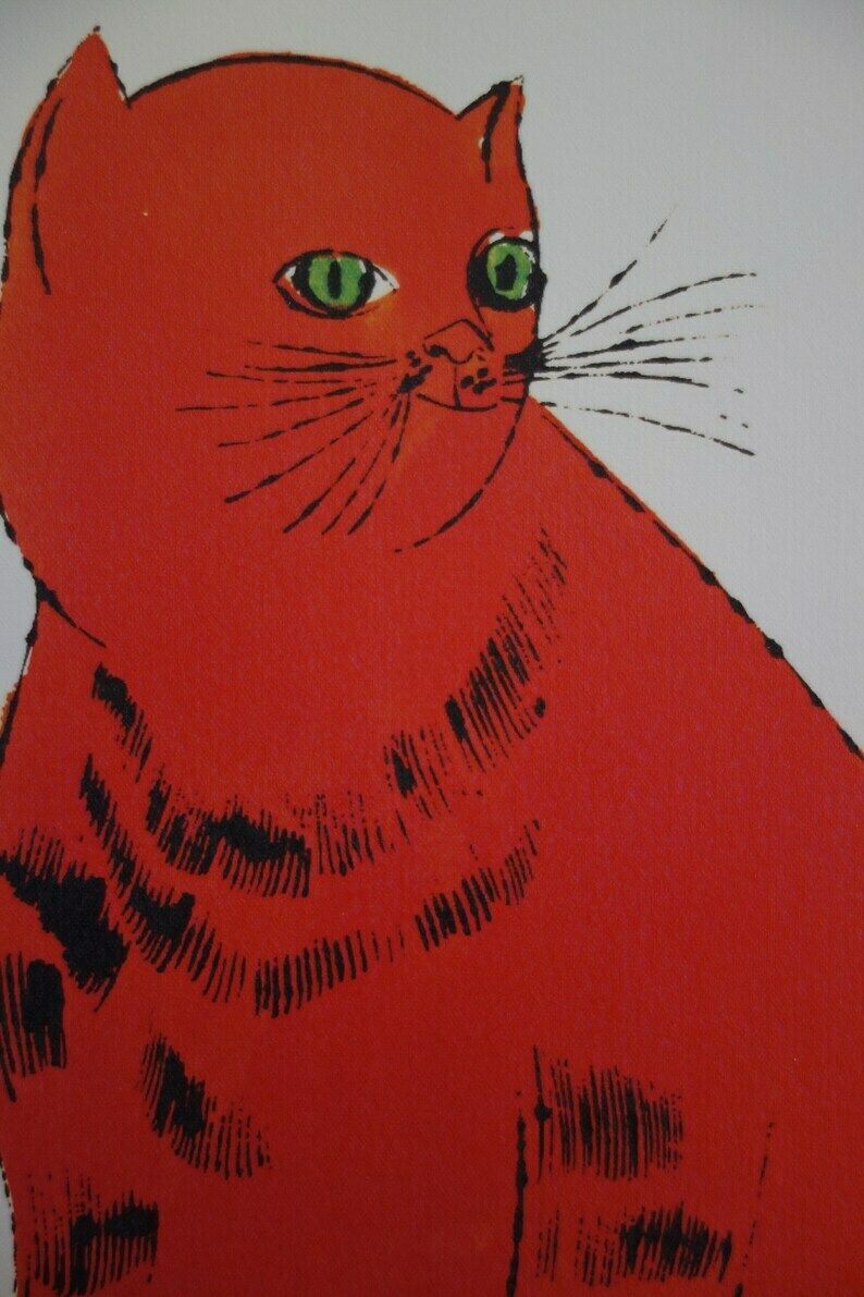Fine Pop Art Limited Edition Print   Illustration   Cat, Andy Warhol, Signed, Numbered & Stamped With Estate Stamp photo furniture