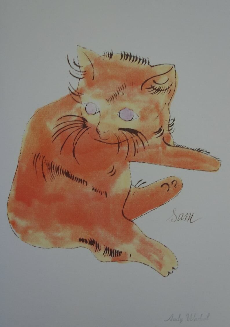 Fine Pop Art Limited Edition Print   Illustration   Cat   Kitten  Kitty, Andy Warhol, Signed & Numbered photo buy
