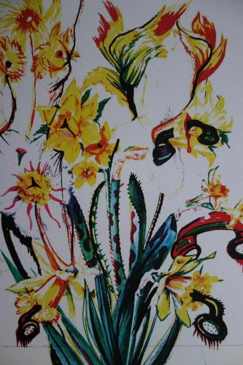Fine Surrealist Limited Edition Print, Surreal Flower, Salvador Dali, Signed & Numbered In Pencil photo for sale