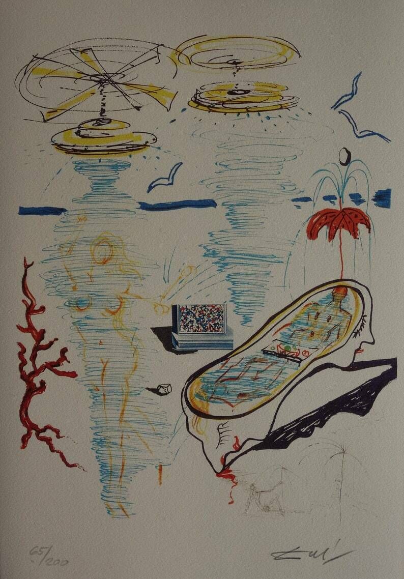 Fine Surrealist Limited Edition Print, Surreal Figures, Salvador Dali, Signed & Numbered In Pencil