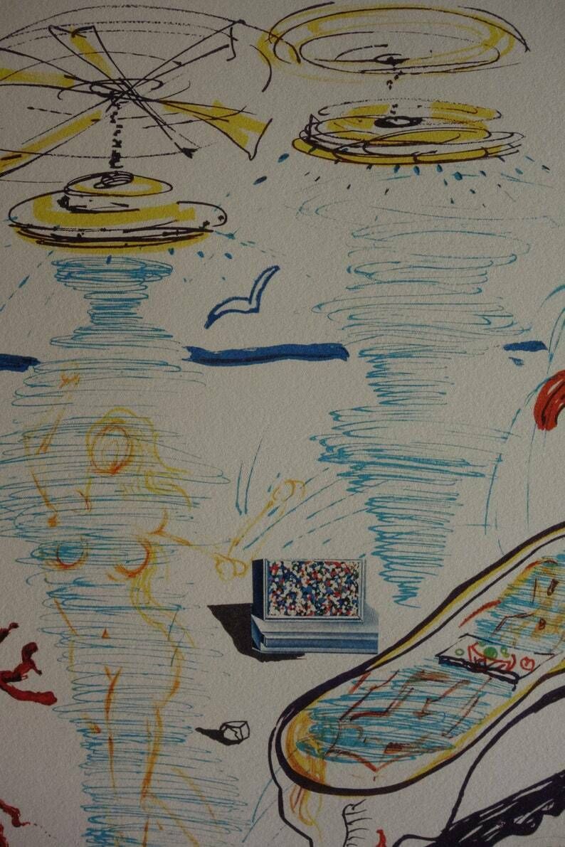 Fine Surrealist Limited Edition Print, Surreal Figures, Salvador Dali, Signed & Numbered In Pencil photo furniture