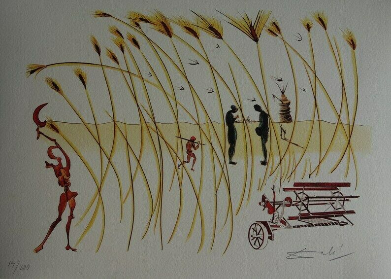 Fine Surrealist Limited Edition Print, Harvest, Salvador Dali, Signed & Numbered In Pencil photo vinterior