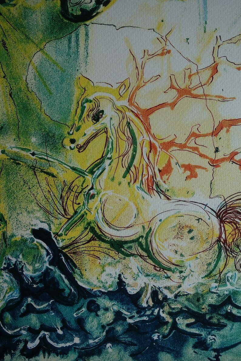 Fine Surrealist Limited Edition Print, Horse, Salvador Dali, Signed & Numbered In Pencil photo furniture