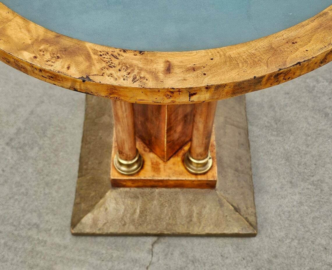 Art Nouveau Gueridon Table Done In Birdseye Maple With Brass Decorative Elements // Made In Austria Between 1900 And 1910 photo 2950.0