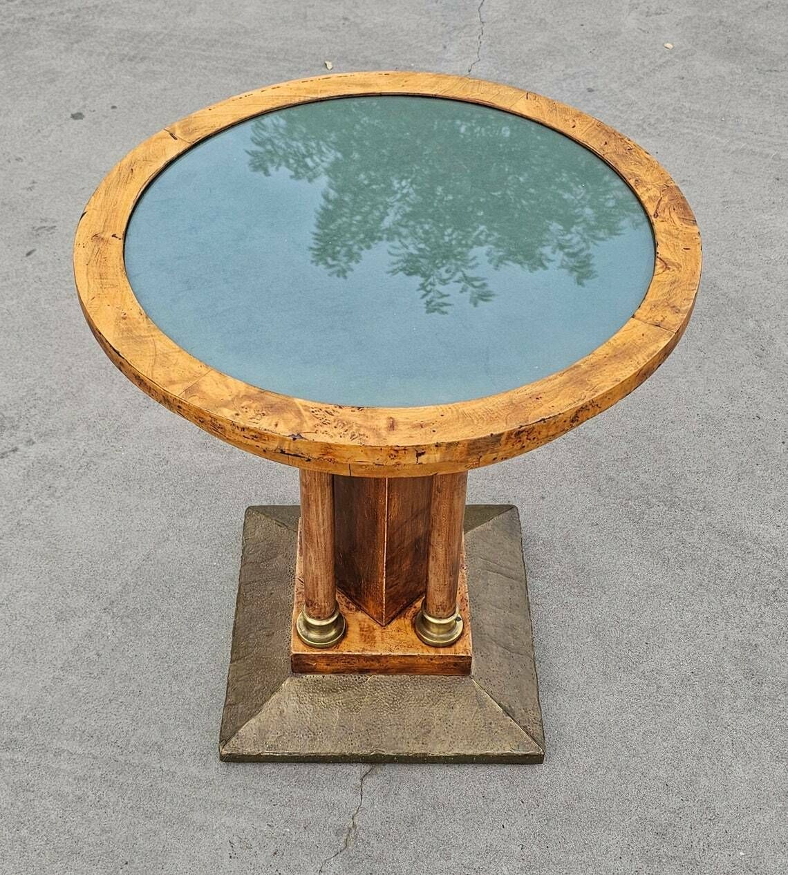 Art Nouveau Gueridon Table Done In Birdseye Maple With Brass Decorative Elements // Made In Austria Between 1900 And 1910 photo vinterior
