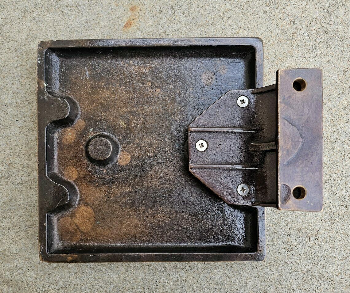 Large Brutalist Bronze Door Handle With Scissors And Comb // Made In West Germany 1960s photo Home Fixtures