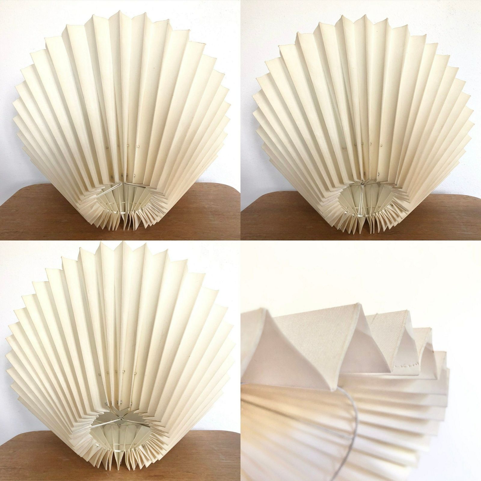 photo for sale Danish Modernist Porcelain Table Lamp In Pastel Blue With Organic Pattern And Vintage Beige Pleated Fabric Shade   Design By Scan Lamps