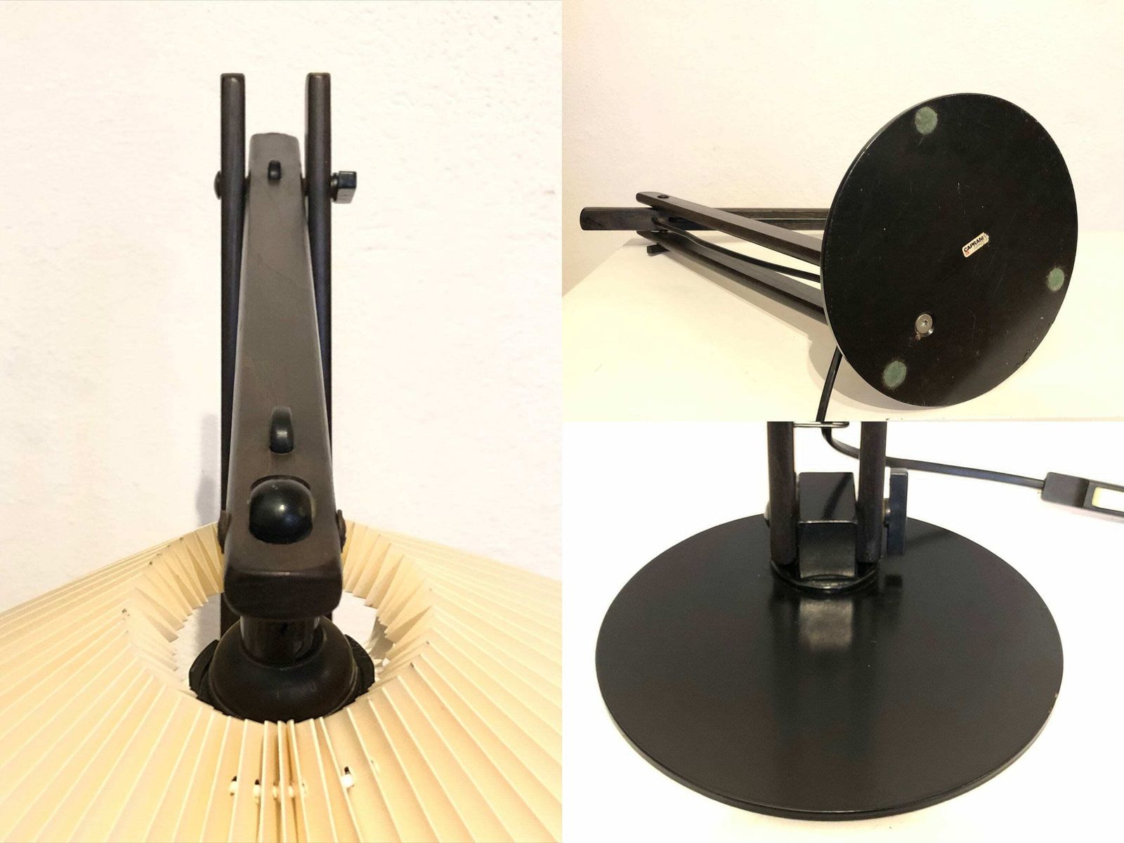 Original Caprani Mid Century Modern Danish Table Lamp In Rare Model Dark Wood With Beige Pleated Shade photo buy