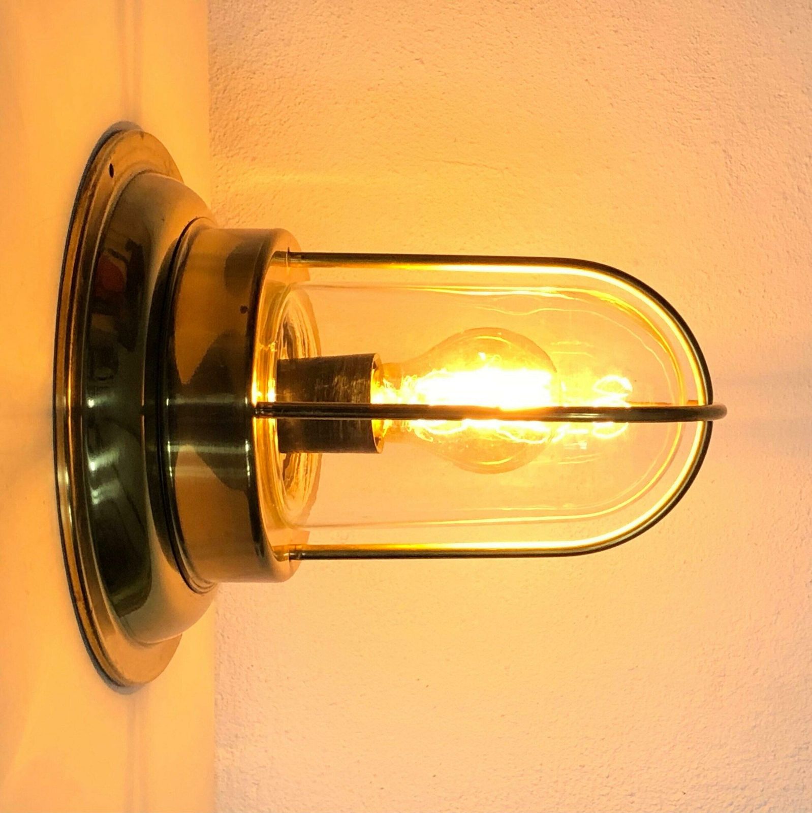 Danish Mid Century Modern Glass And Brass Wall Or Table Lamp   Design From Abo, Randers