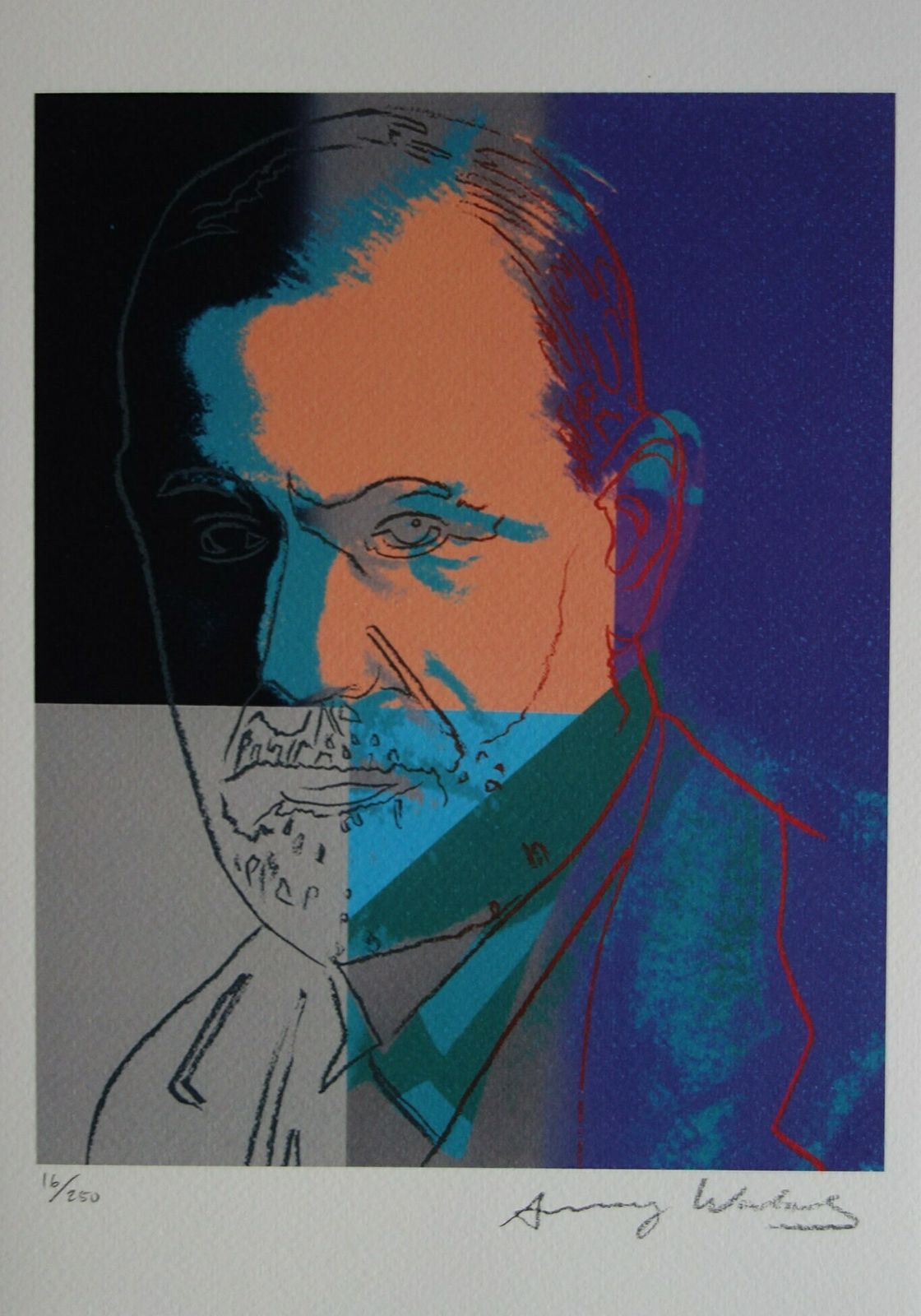 Fine Pop Art Limited Edition Print – Celebrity Portrait Series   Sigmund Freud, Andy Warhol, Signed & Numbered photo vintage