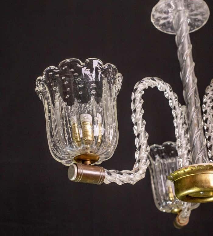 photo for sale Elegant Ercole Barovier Art Deco Chandelier, "Bullicante" Glass Murano, 1940s
