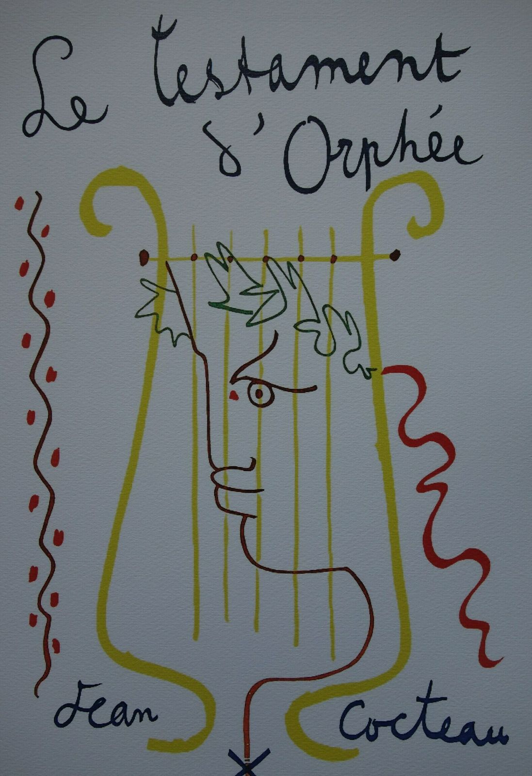 Rare Beautiful Limited Illustration Print   Portrait, Jean Cocteau, Signed, Numbered & Stamped photo furniture