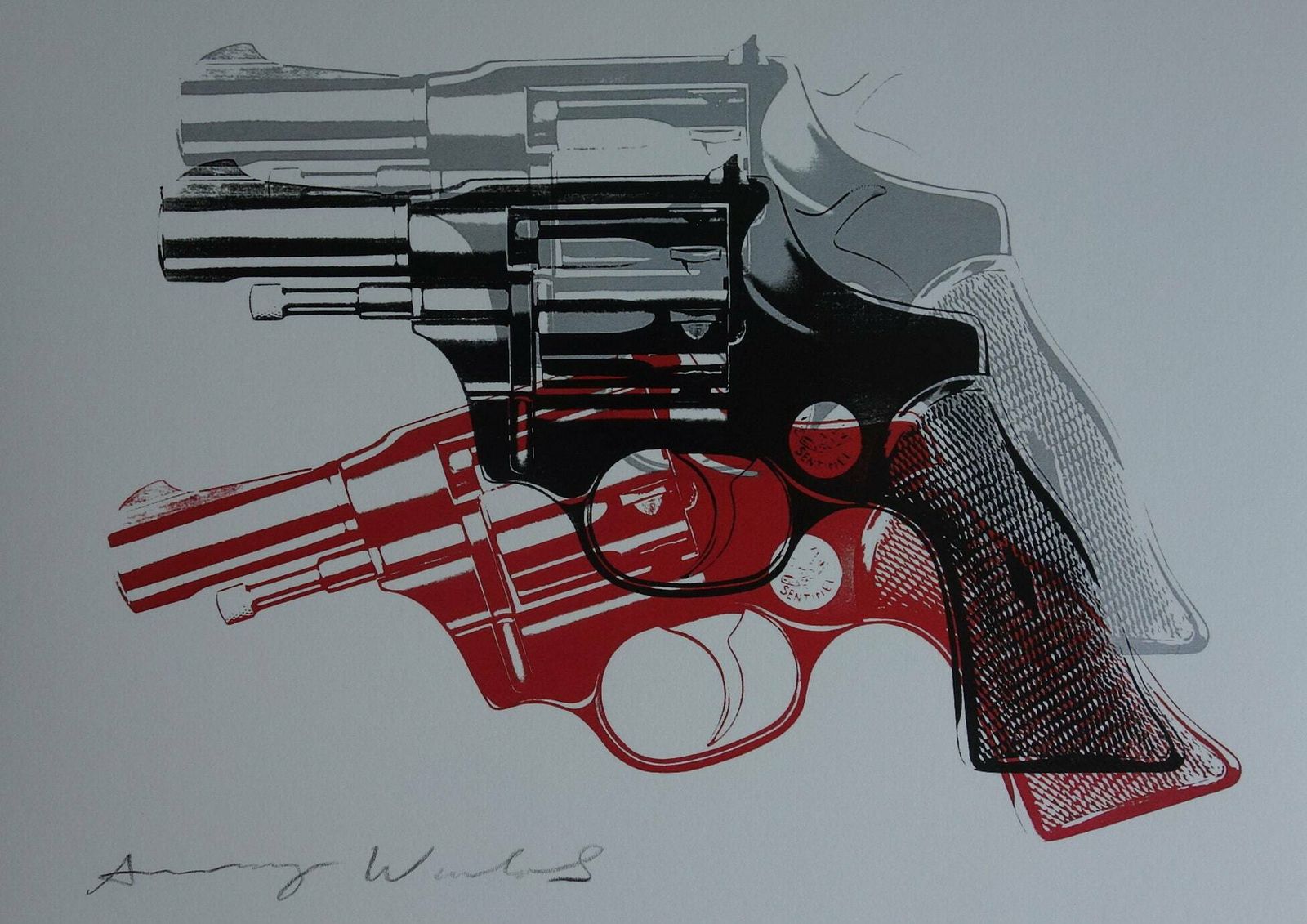 Fine Pop Art Limited Edition Trial Print – Gun Series, Andy Warhol, Signed & Stamped With Estate Stamp