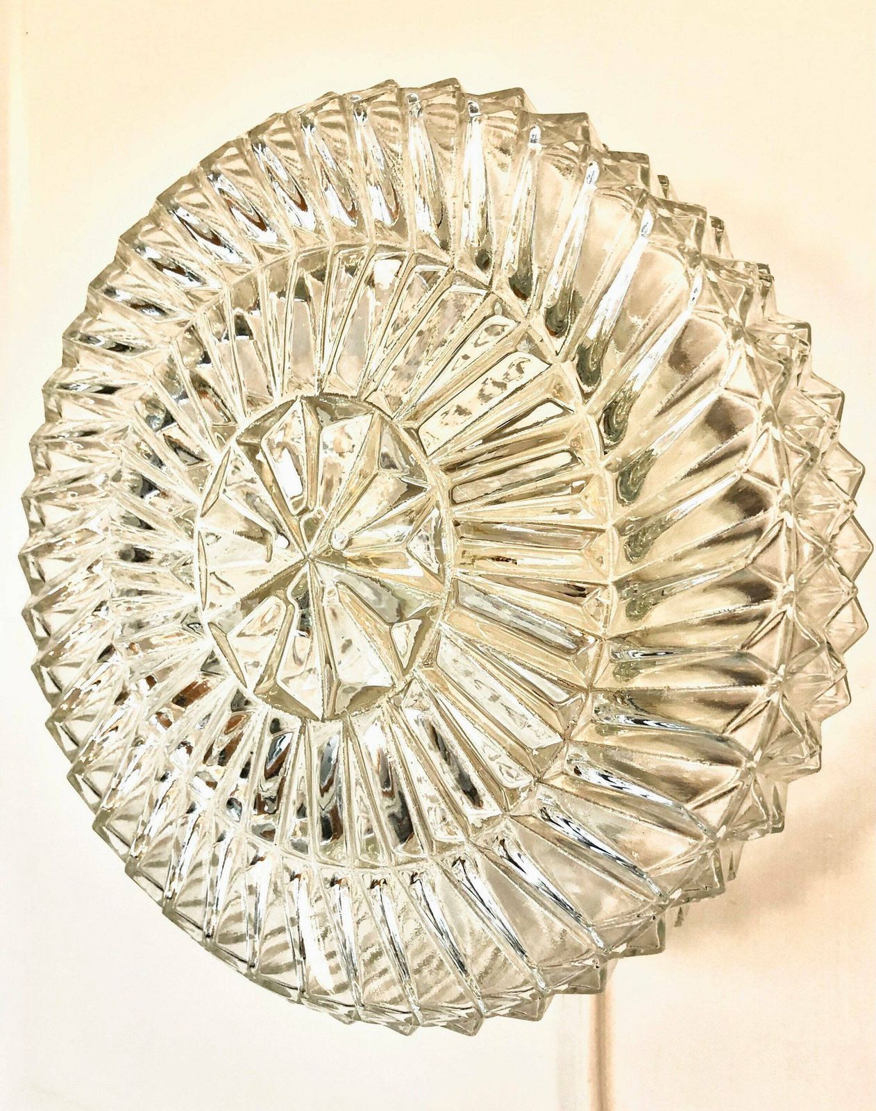 Vintage Danish Glass Wall Or Ceiling Lamp With An Organic Symmetrical Round Pattern   Design From E.S. Horn photo for sale