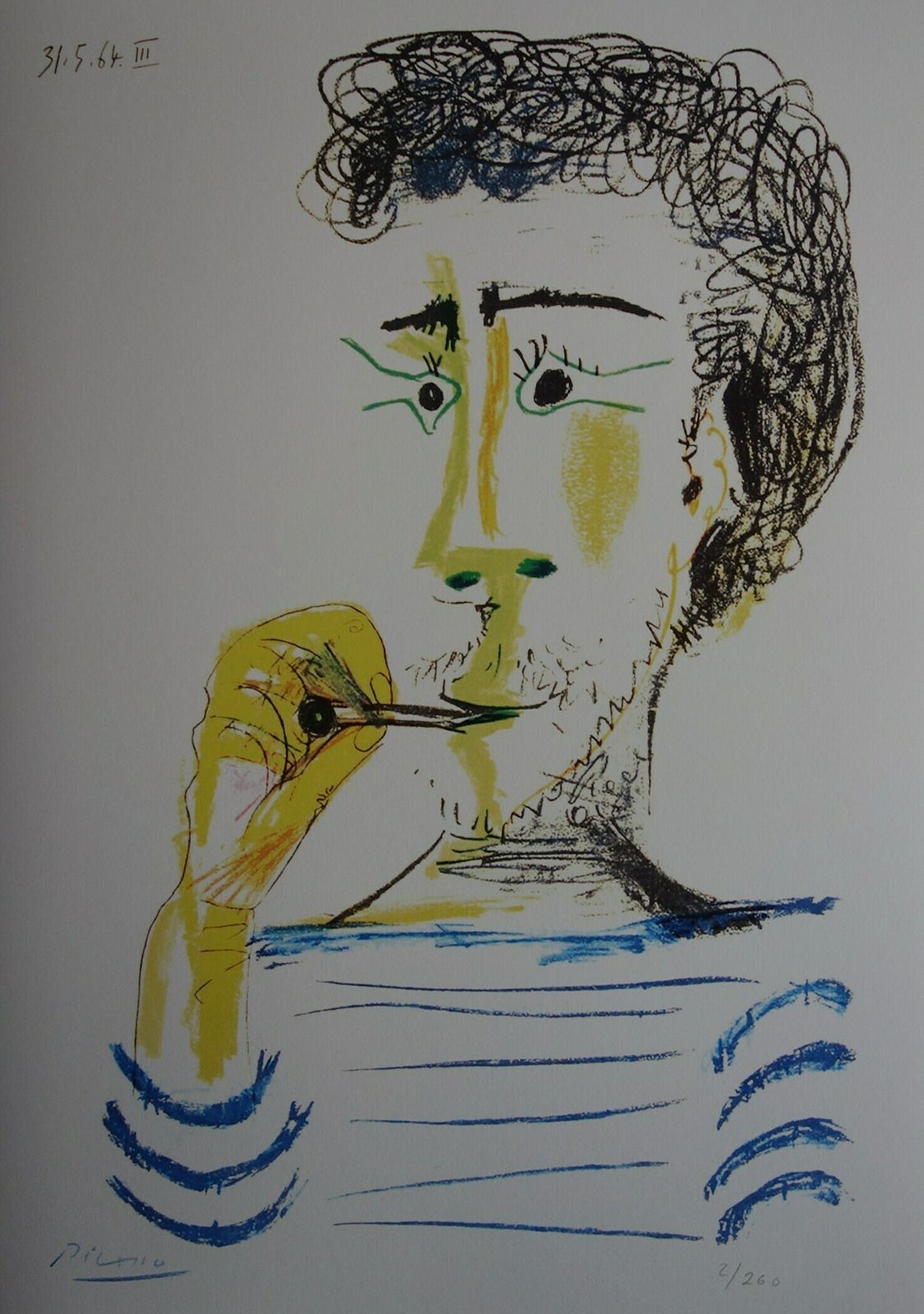 Fine Cubist Limited Edition Print   Sailor, Pablo Picasso, Hand Signed & Stamped