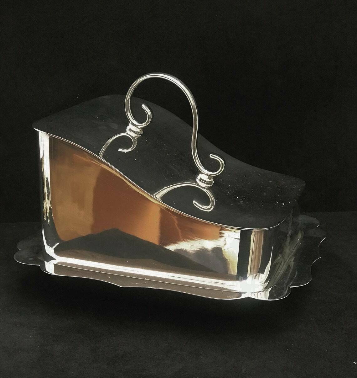 Victorian Silver Plate Cheese Dish Dome Covered Butter Large Antique 1890 Collector Wedding Gift Farmhouse Kitchen British Breakfast Holiday