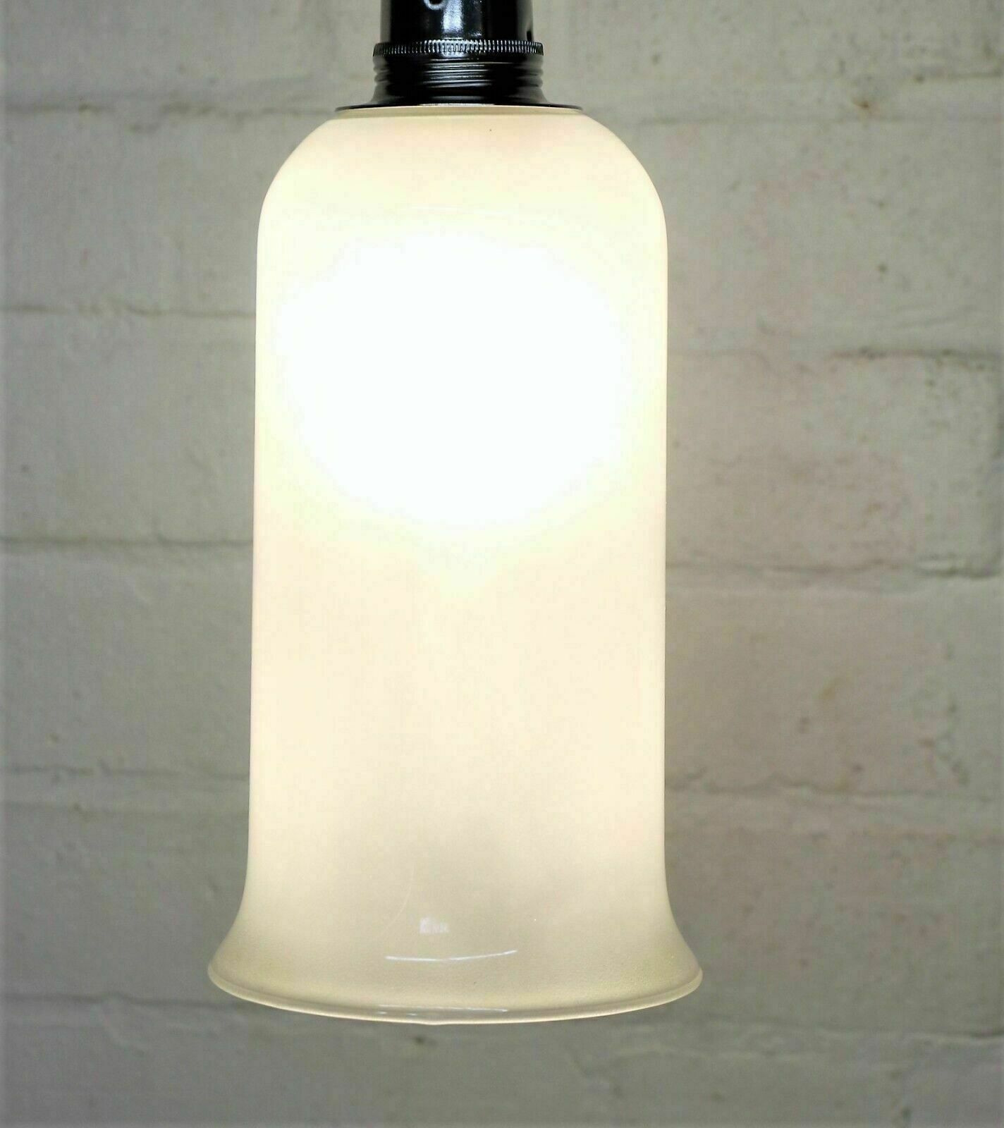 Ceiling Light Vintage French Industrial Frosted Glass Long Bell Pendant Retro Cs photo Lighting