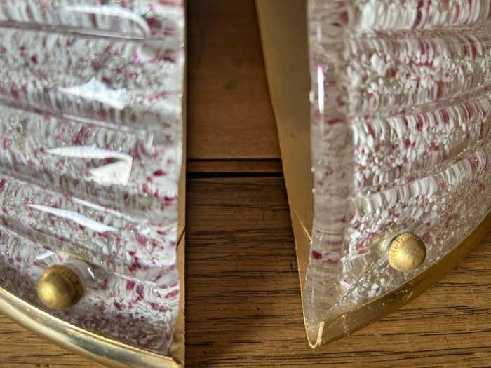 photo furniture Pair Of Delicate Pink Murano Wall Sconces 1980's
