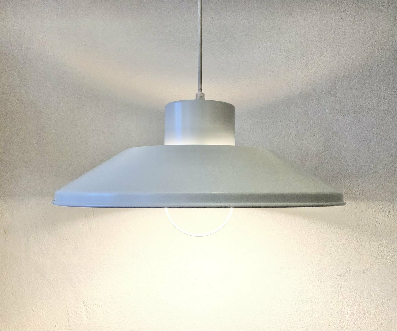 Danish Minimalist Mid Century Ceiling Lamp In White Metal With Elegant Details   Design From Vitrika photo Lighting