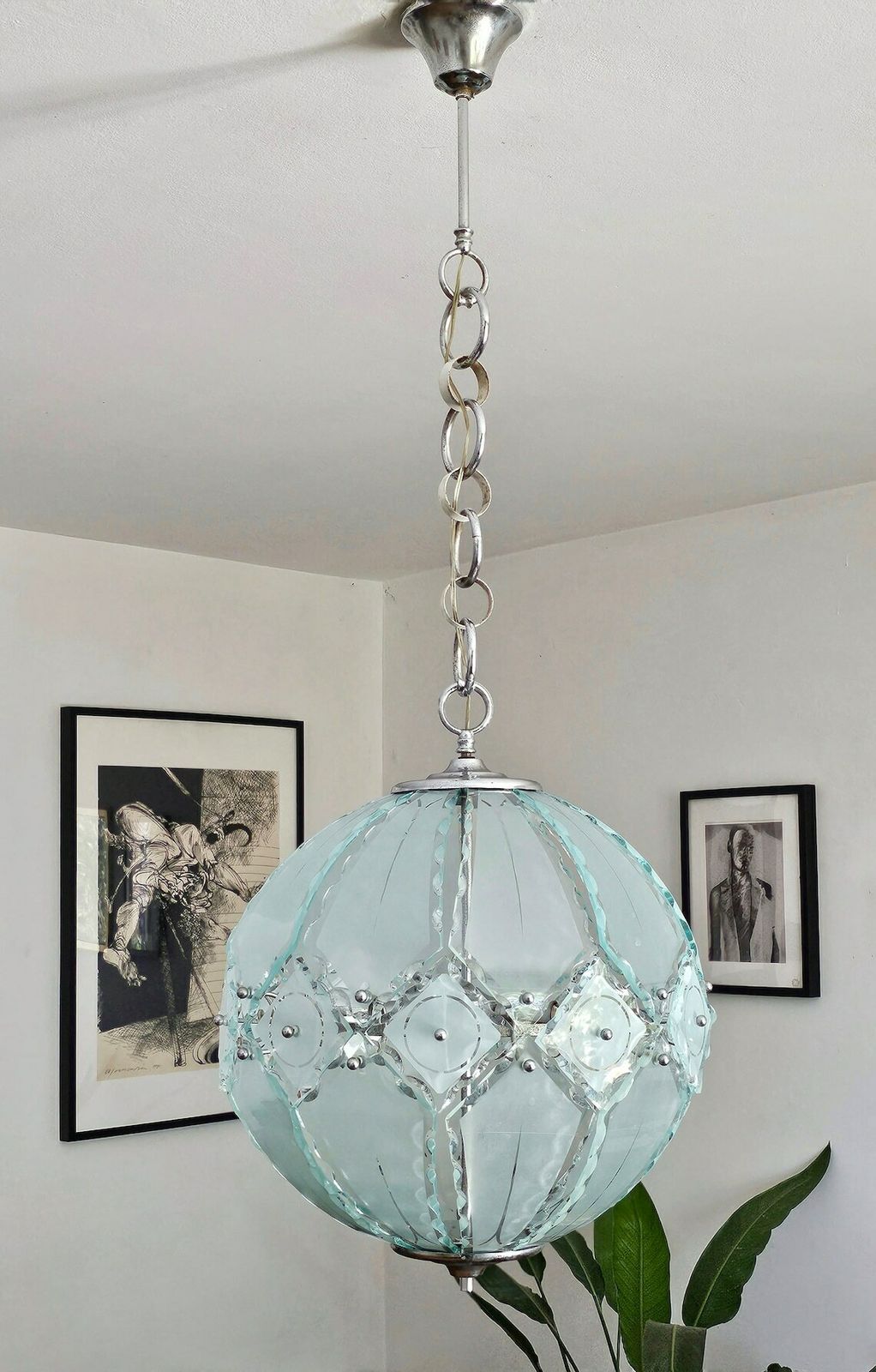 photo furniture Extra Large Mid Century Modern Glass Globe Pendant By Zero Quattro And Fontana Arte // Made In Italy In 1970s