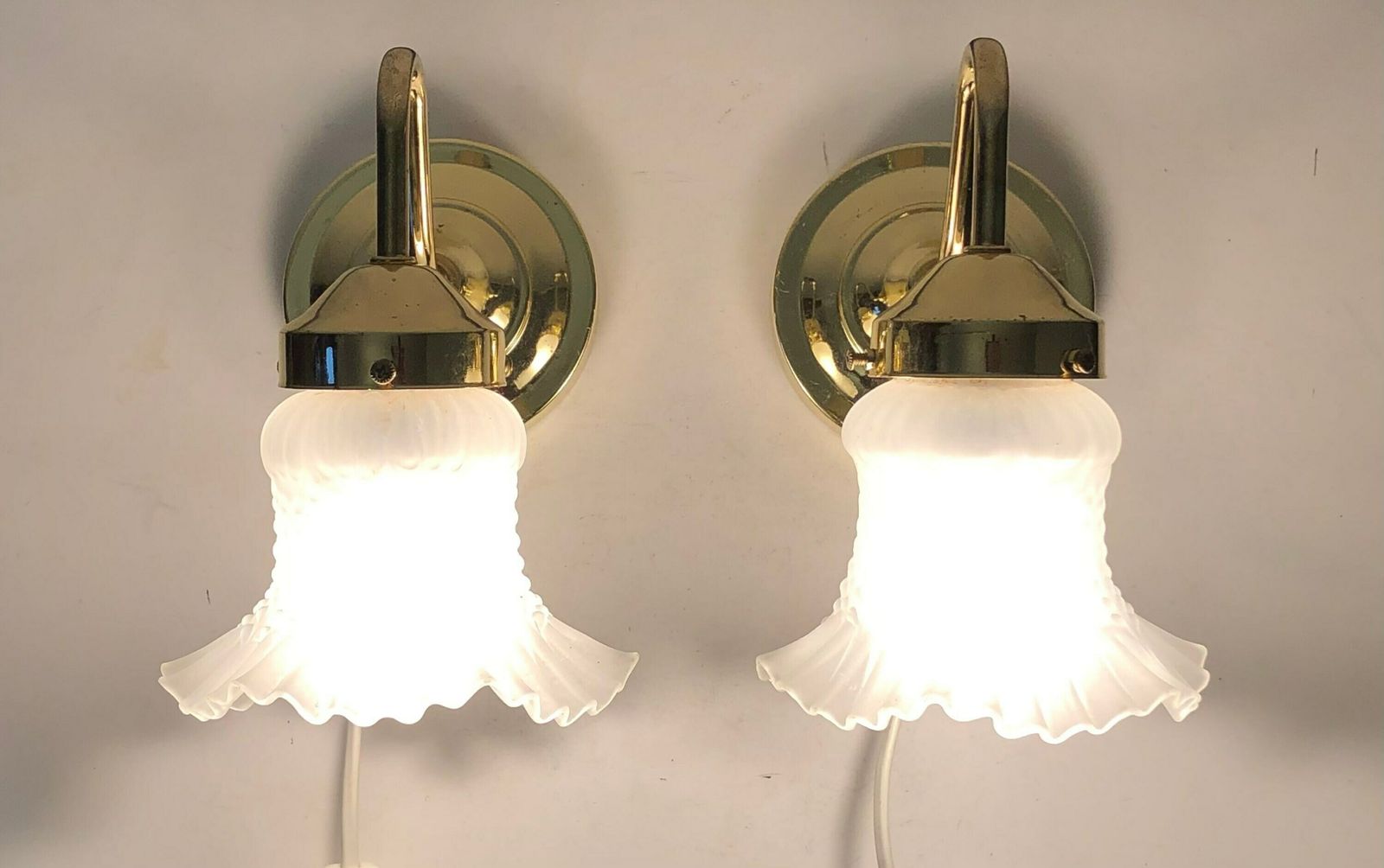 Danish Mid Century Wall Lamps With Patterned Glass Shades And Gold Metal Details   Design From Hagro A/S photo Lighting
