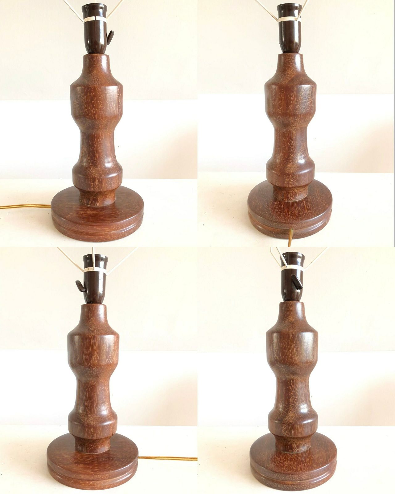 Exquisite Danish Wood Sculptural Modernist Mid Century Table Lamp With Organic Shapes And Original Vintage Beige Pleated Cle Klint Shade photo buy