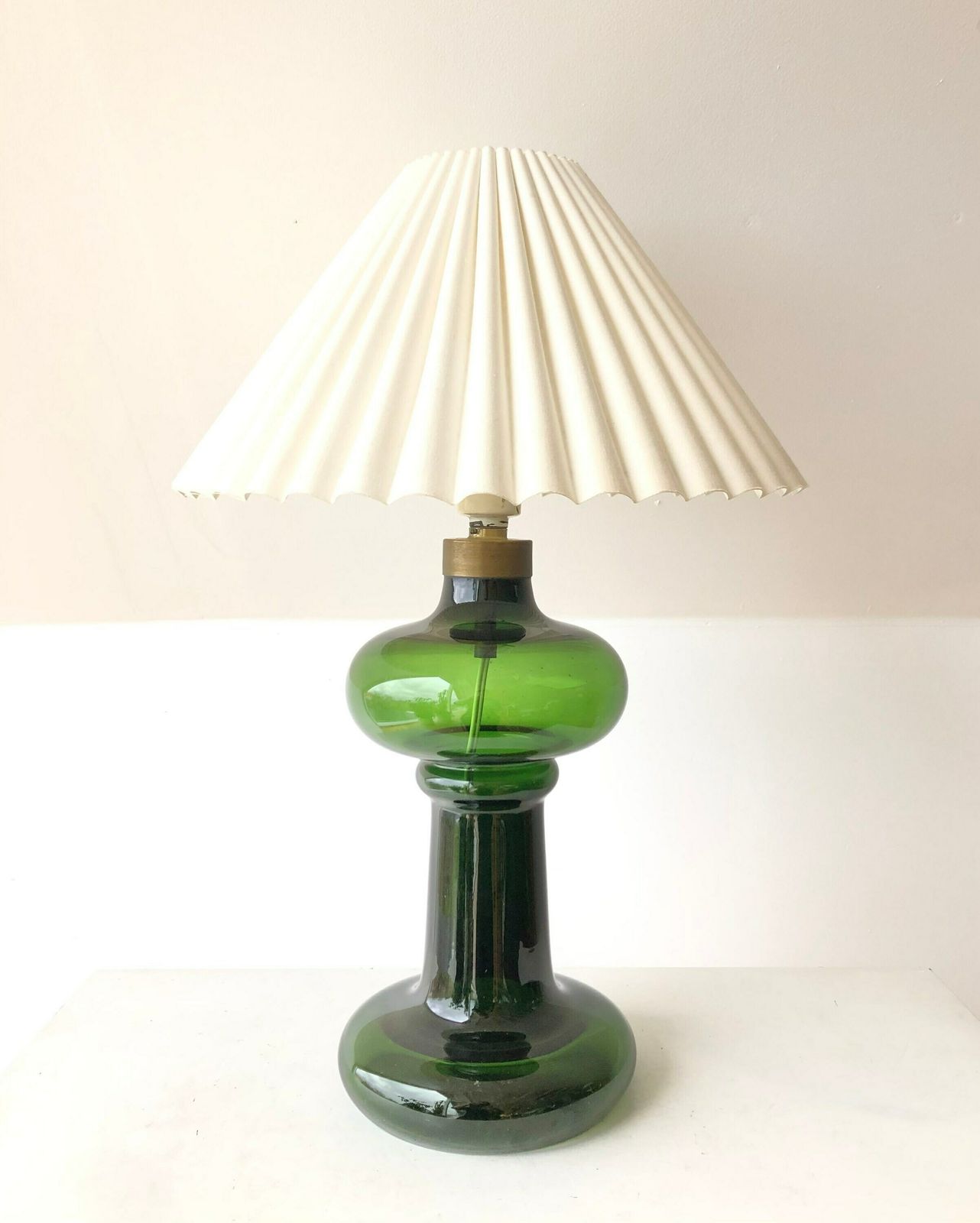 Exclusive “Granny” Green Mid Century Modern Danish Vintage Art Glass Table Lamp   Design By Michael Bang For Holmegaard In 1975 photo 307.0