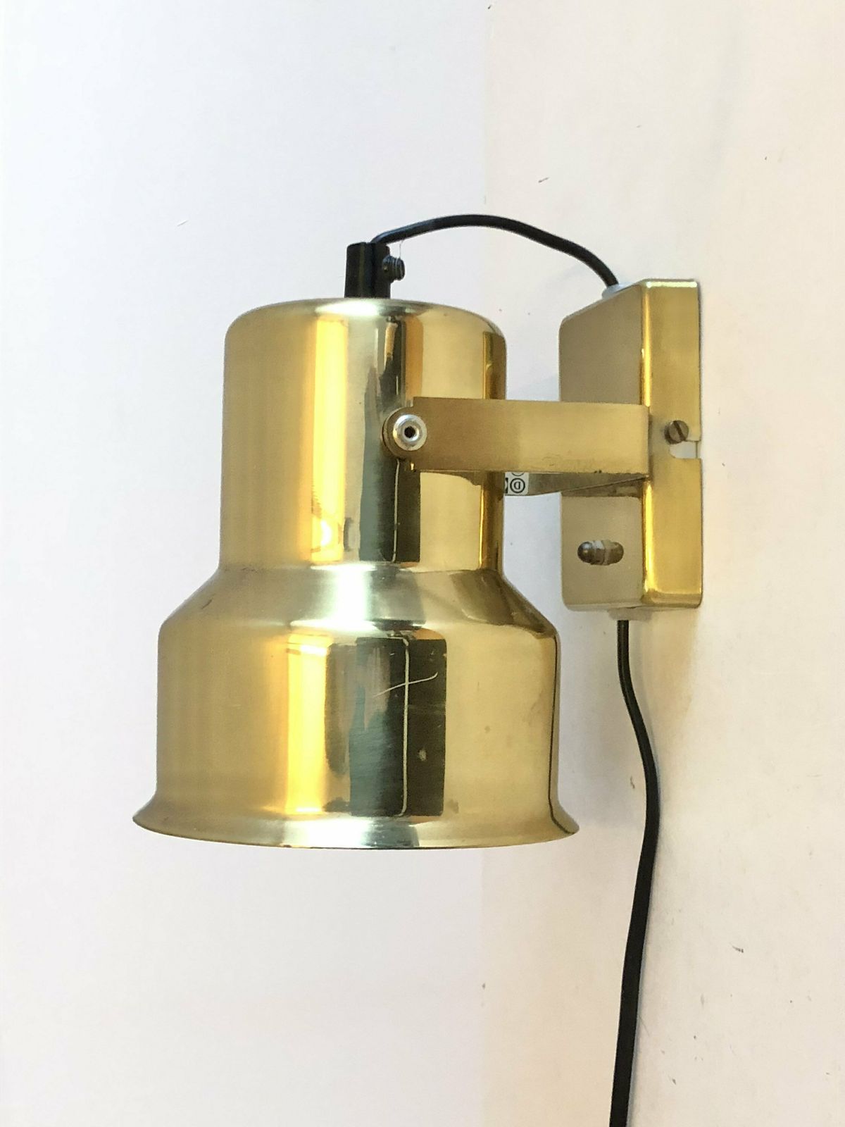 Danish Mid Century Brass Wall Lamp With Adjustable Shade And Great Details   Design By Abo, Randers photo furniture