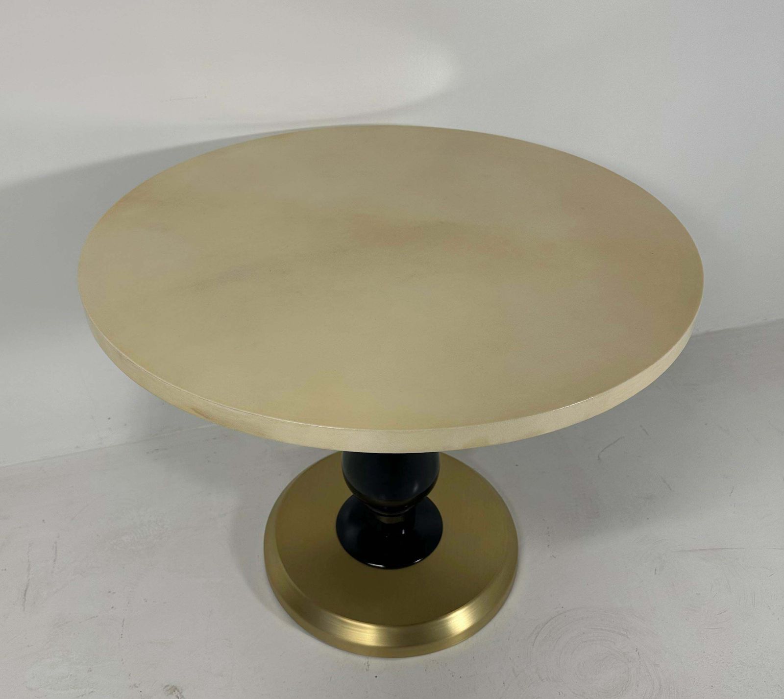 Italian Art Deco Style Parchment, Black Lacquer And Brass Coffee Table photo for sale