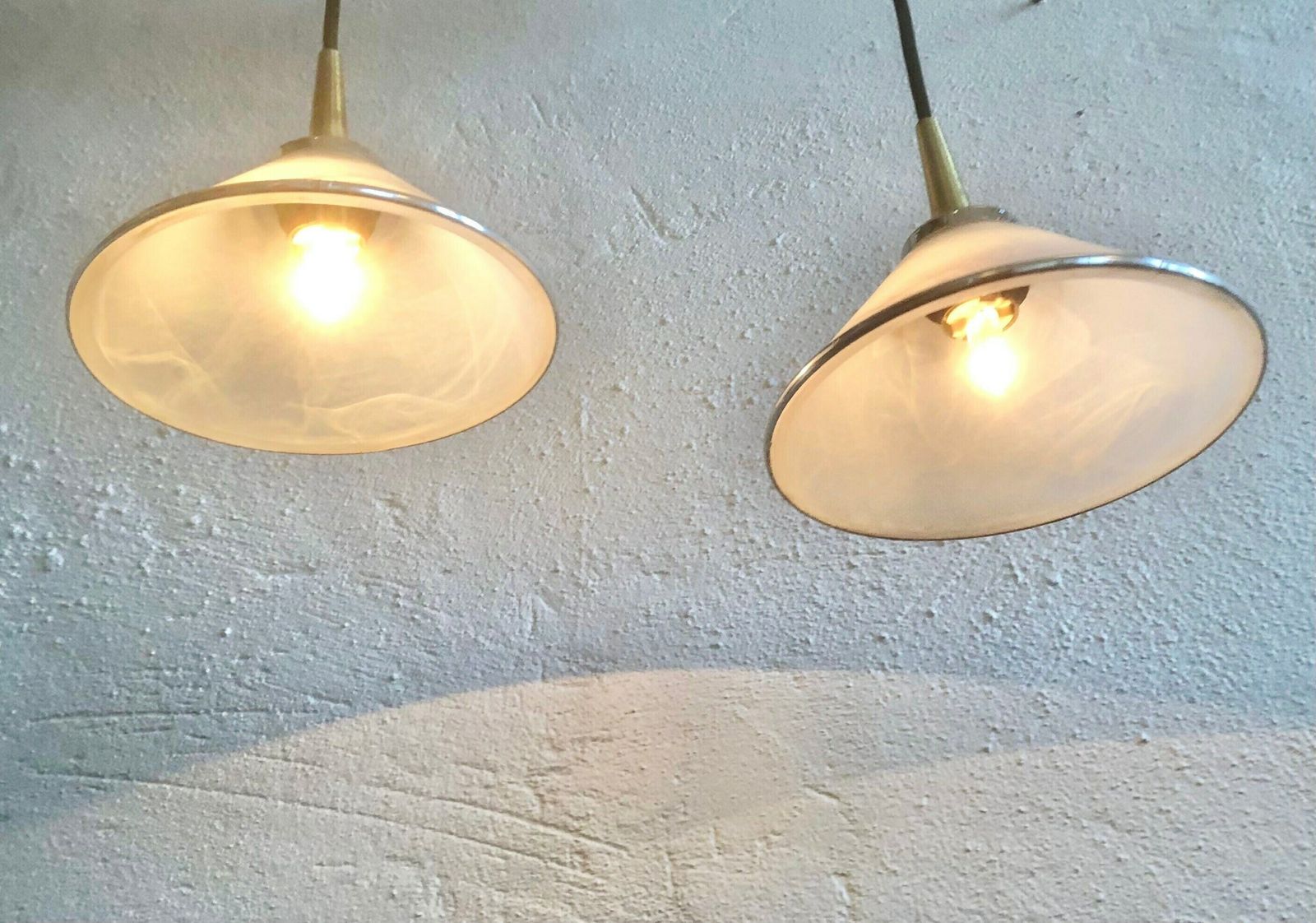 Pair Of Danish Postmodern Marbled Glass And Metal Ceiling Lamps   Design From Nordlux photo buy