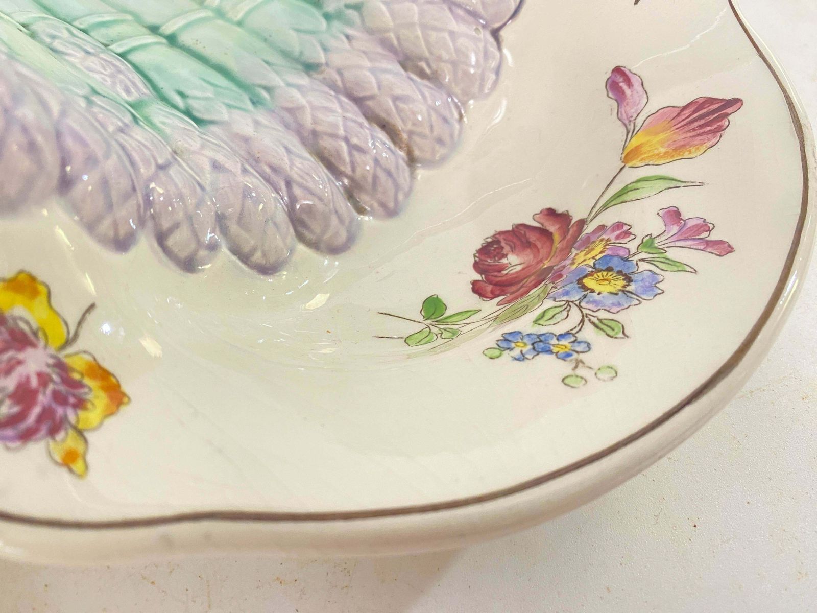 photo buy Majolica Asparagus Server Longchamps Circa 1930