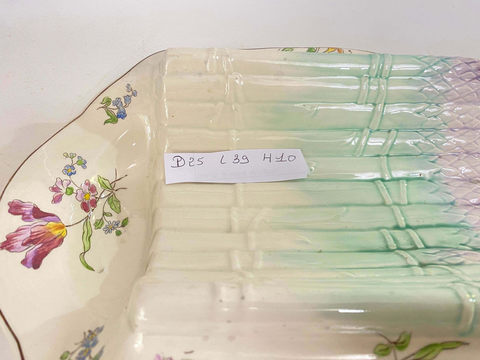 photo vintage Majolica Asparagus Server Longchamps Circa 1930