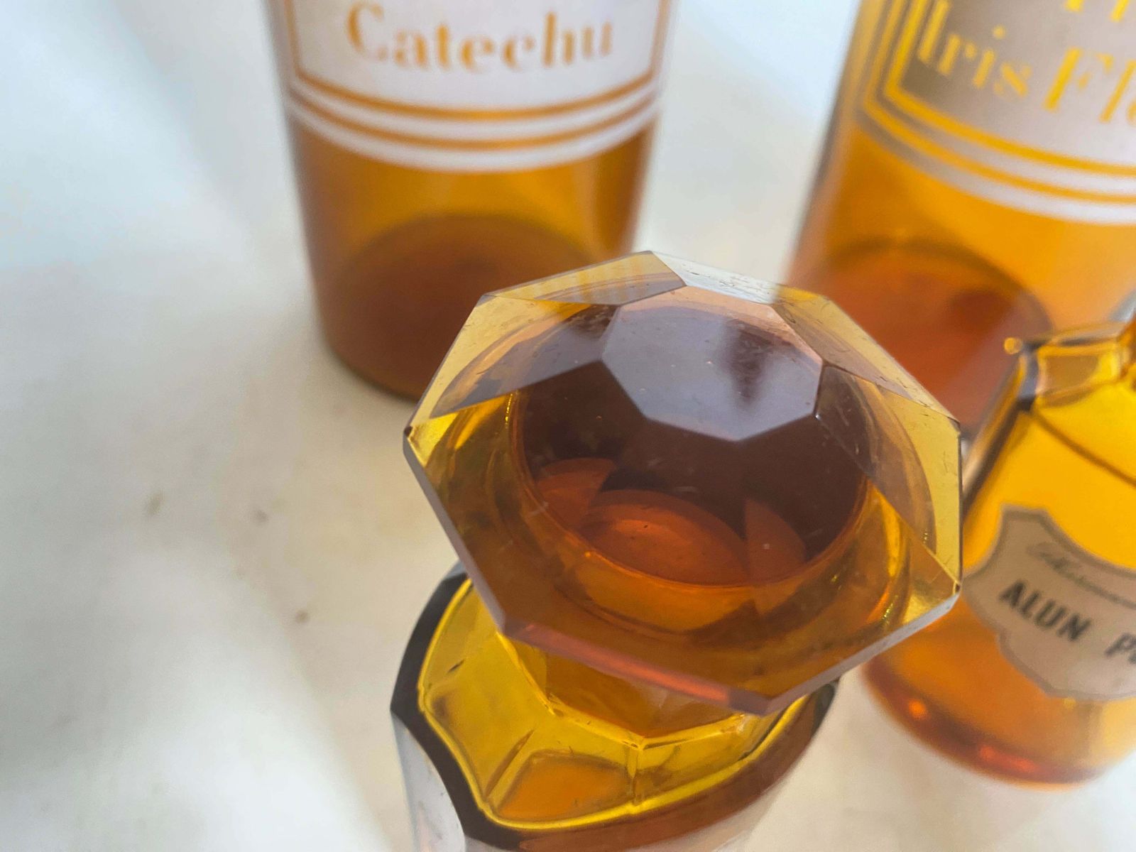 French Cobalt Orange Pharmacy Bottles Set Of 4 Circa 20th Century photo 374.0