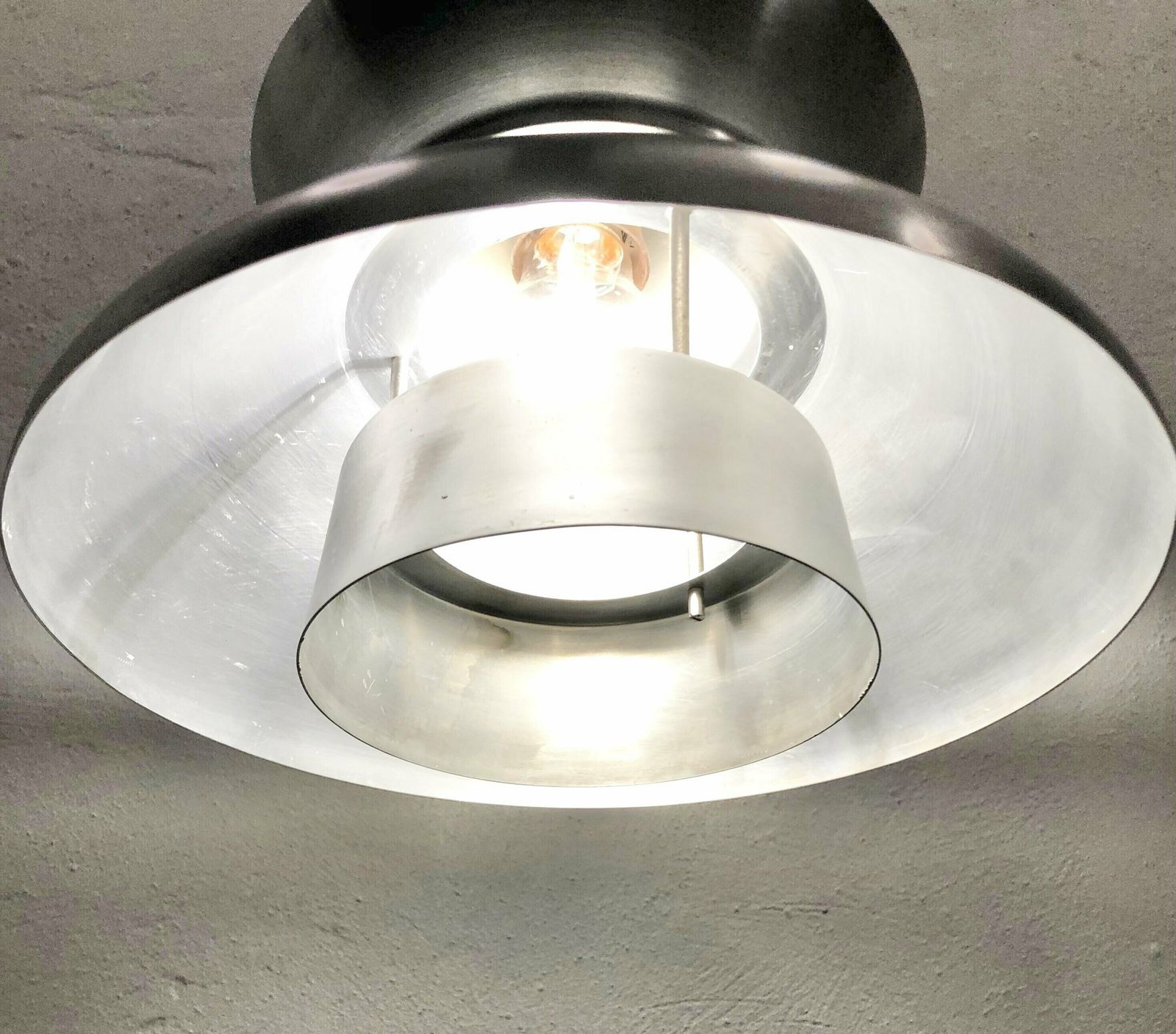 Danish Mid Century Modern Vintage Pure Aluminium Ceiling Lamp   Design From The 1960s photo vinterior