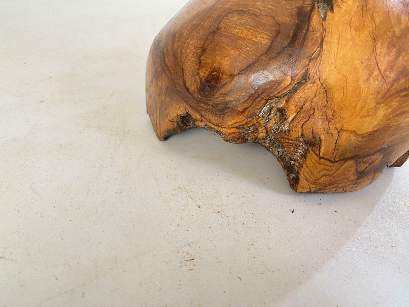 Sculptural Table Lamp Carved In An Olive Wood Block France 1950 photo furniture