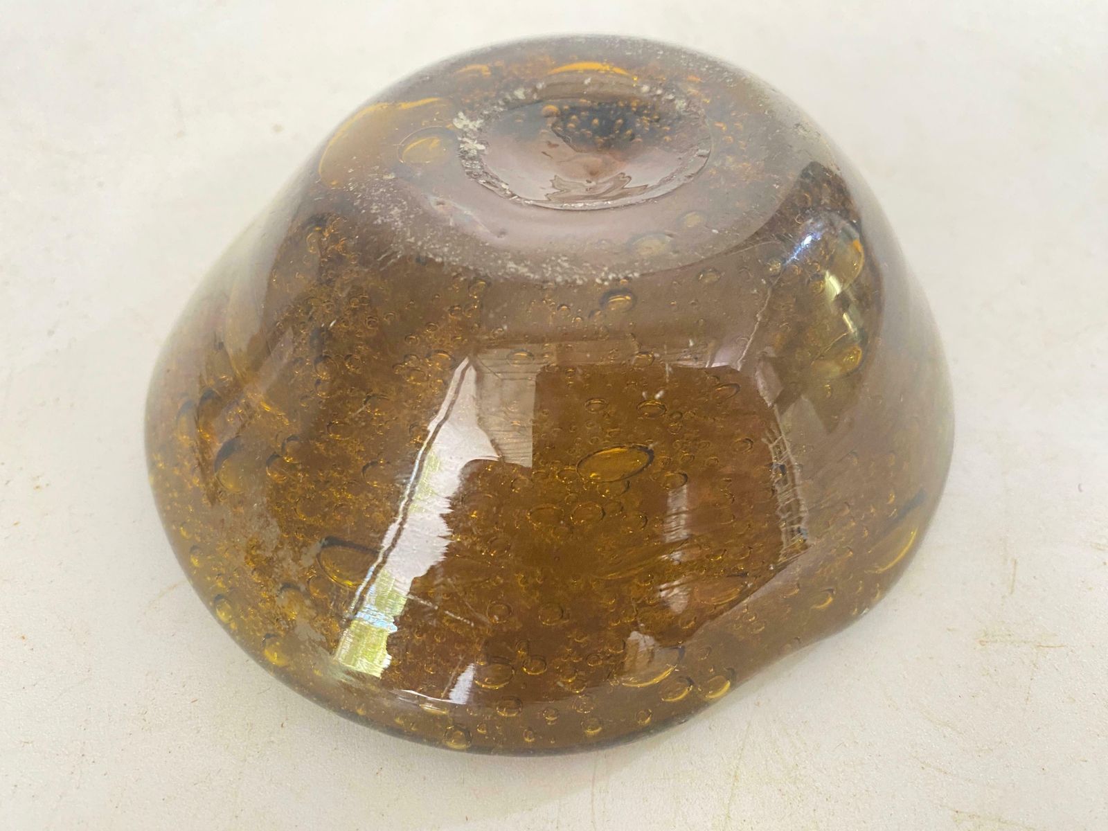 Vide Poche Or Ashtray In Glass, Bubles Patterns France, Circa 1970 From Biot photo 288.0
