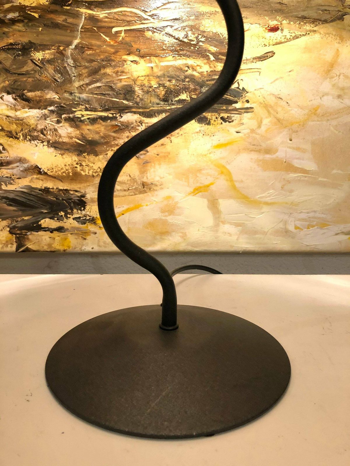 Danish Postmodern Table Lamp In Organic Shaped Swaying Metal Base And Pointy Glass Shade   Design From E.S. Horn photo vinterior