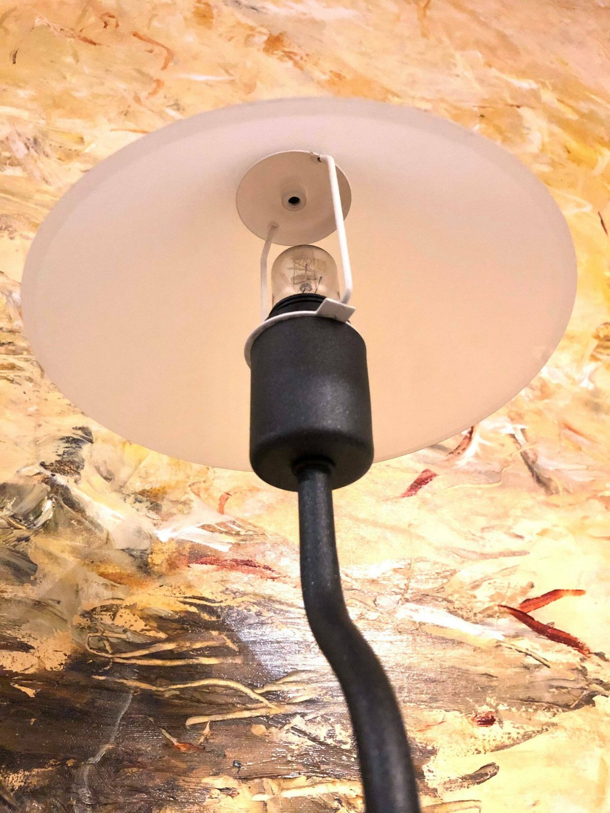 Danish Postmodern Table Lamp In Organic Shaped Swaying Metal Base And Pointy Glass Shade   Design From E.S. Horn photo vintage