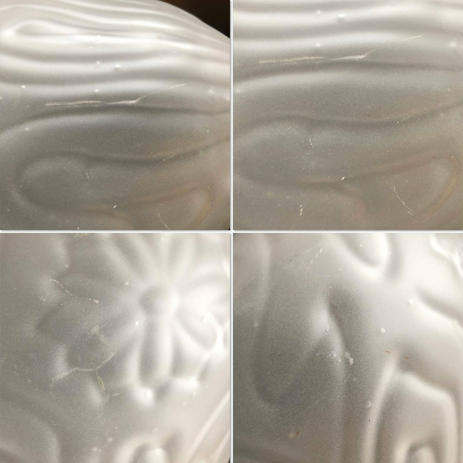 Mid Century Danish Art Deco Style Ceiling Lamp In White Frosted Glass With Organic Flower Pattern photo vintage