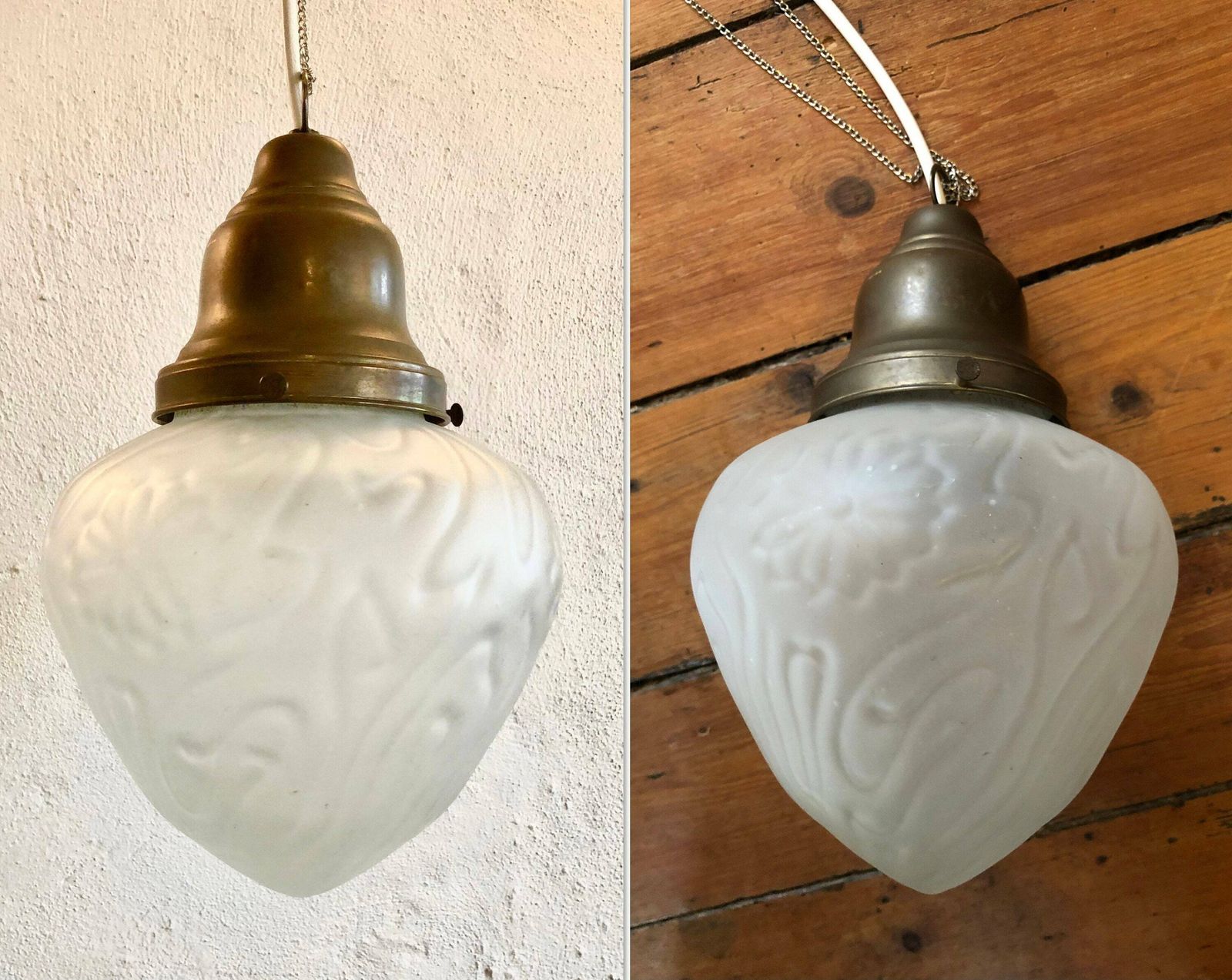 photo furniture Mid Century Danish Art Deco Style Ceiling Lamp In White Frosted Glass With Organic Flower Pattern