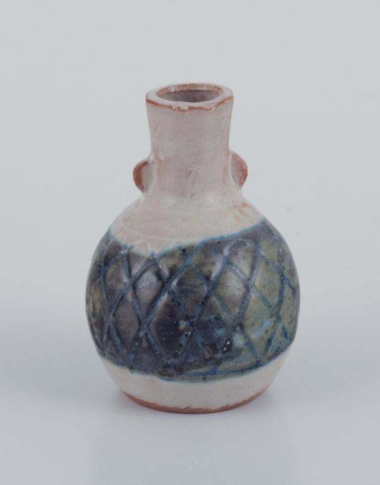 Stouby Keramik, Denmark. Collection Of Nine Miniature Ceramic Vases. photo furniture