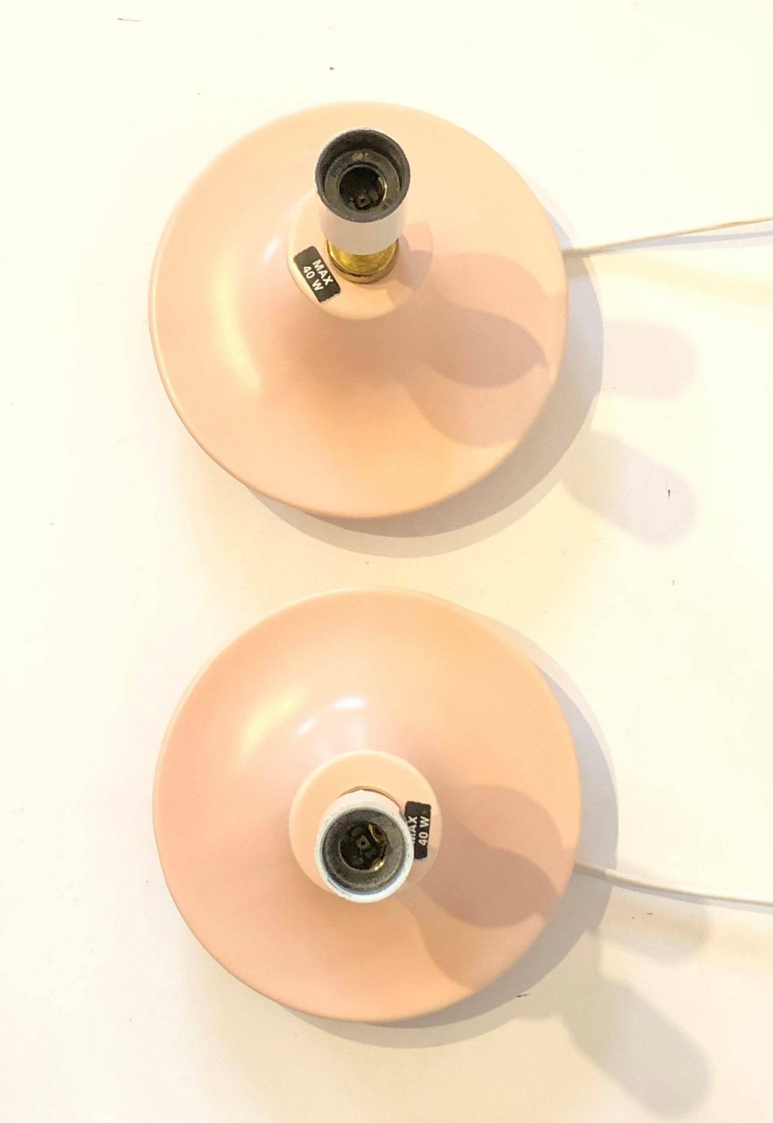 Pair Of Mid Century Pastel Pink Table Lamps In Organic Shape And Modernist Design By Odreco photo vinterior
