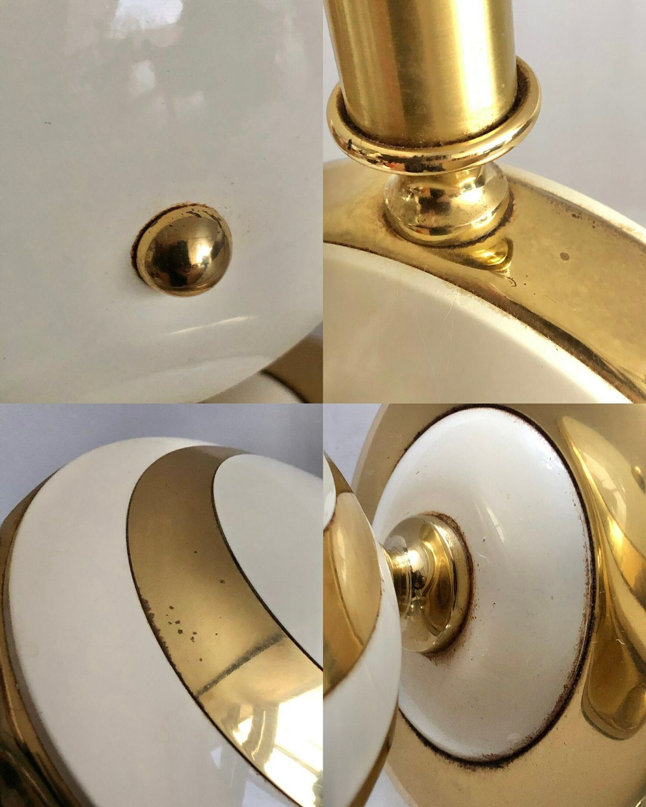 photo furniture Mid Century Modern Danish Table Lamp With Circular Shapes In White And Brass With Beige Vintage Pleated Shade   Design By Ts Belysning