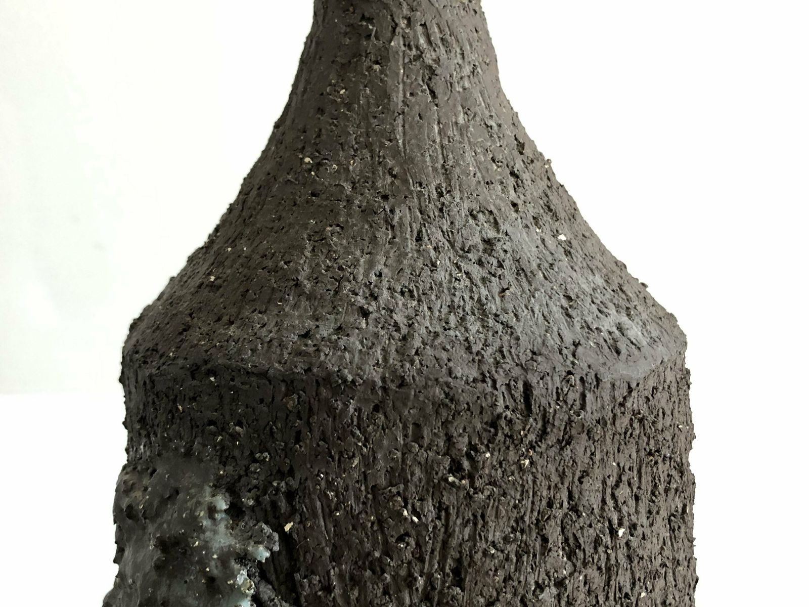 Danish Sculptural Ceramic Mid Century Table Lamp With Organic Shapes In Raw Clay With Blue And White Glaze photo buy