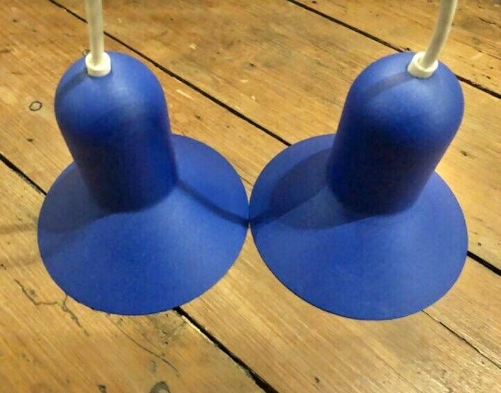 Pair Of Minimalist Danish “Confetti” Ceiling Lamps From Nordlux In Clear Blue photo vinterior