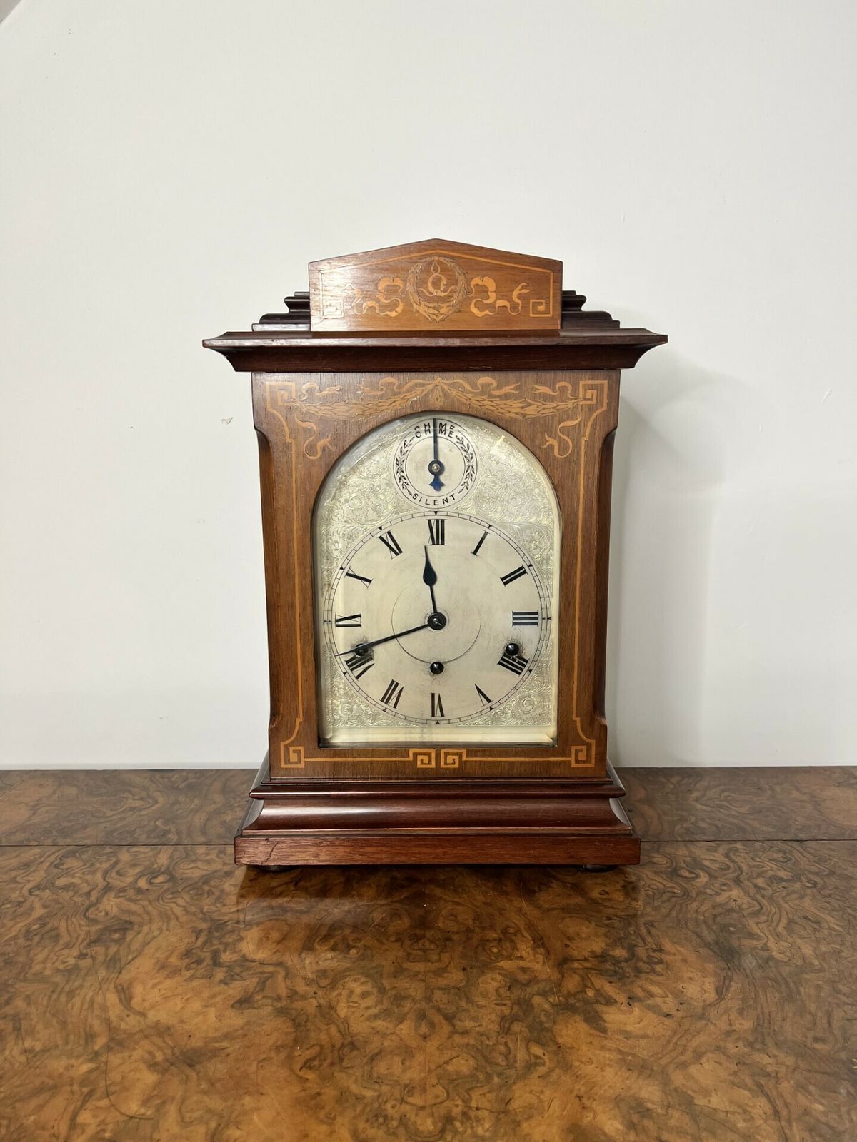 Edwardian Quality Rosewood Inlaid Chiming 8 Day Mantle Clock photo 985.0