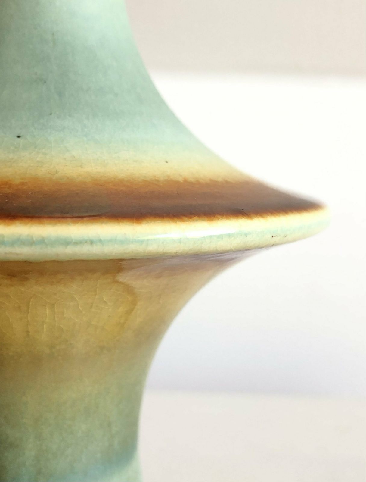 Danish Sculptural Ceramic Studio Mid Century Table Lamp In Organic Shape With Green And Brown Glaze   Design From Hasle Keramik, Denmark photo Lighting