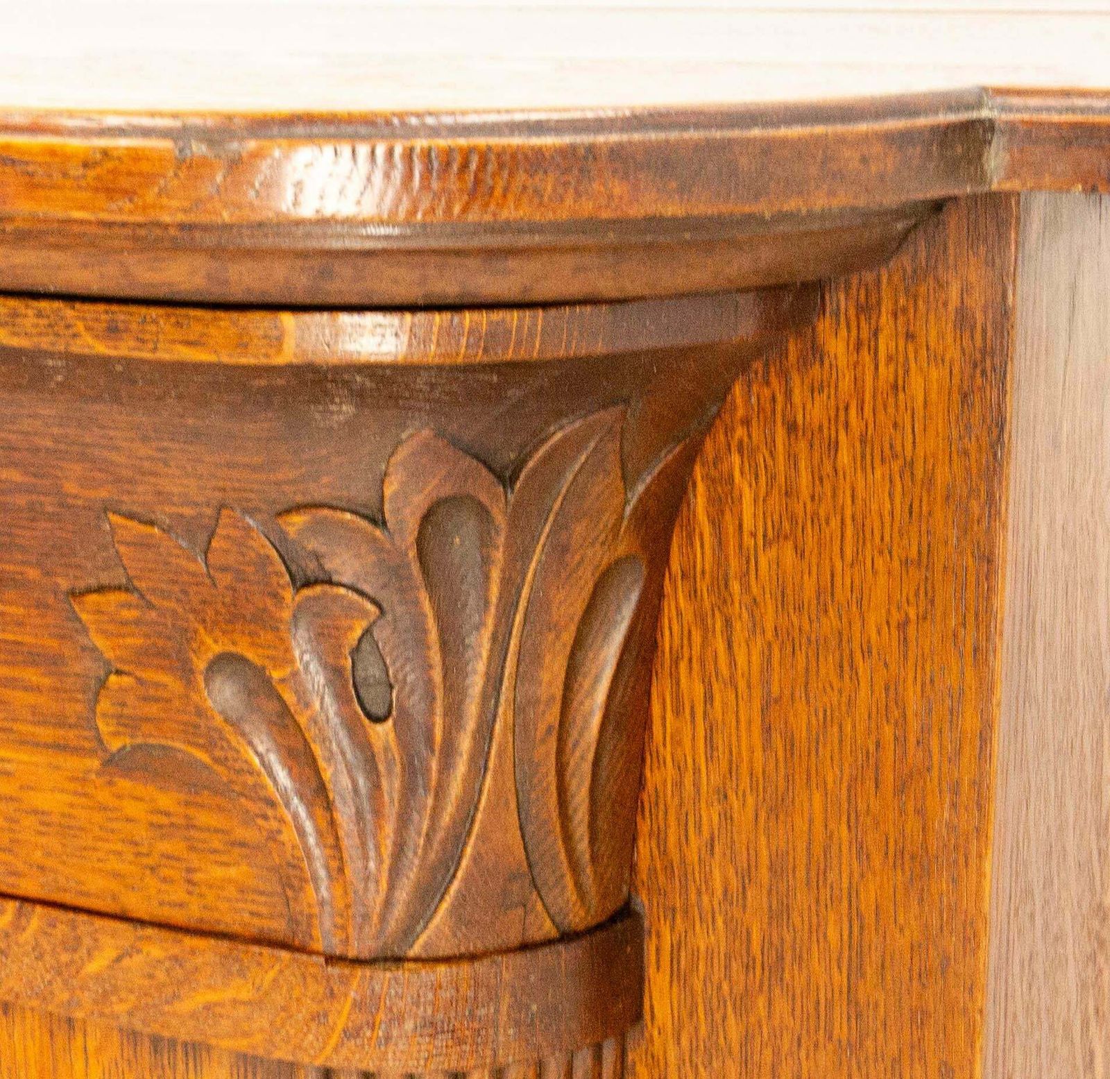 photo vinterior French Huge Oak & Bronze Buffet Neogothic Style Acanthus Leaves Circa 1900